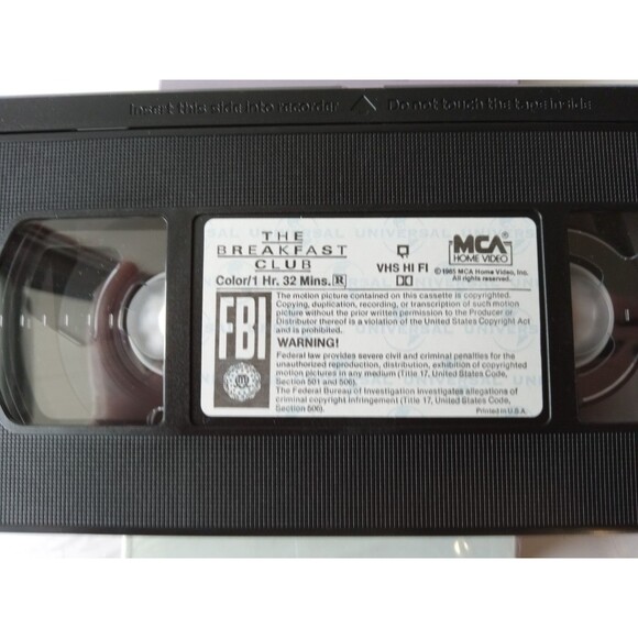 The Breakfast Club (1990 VHS) Teen Classic Estevez Nelson Ringwald Sheedy Hall - Picture 3 of 9